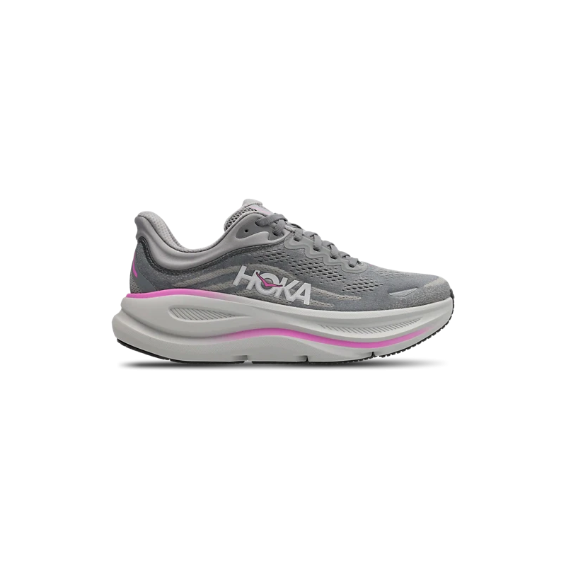 Hoka Bondi 9 Grey Pink Running Sneakers